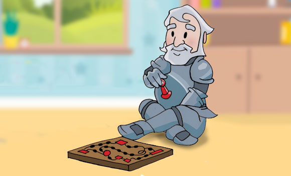 Cartoon of Greggo Knight playing a board game