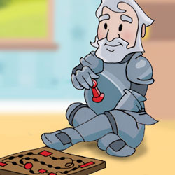 Cartoon of Greggo Knight playing a board game